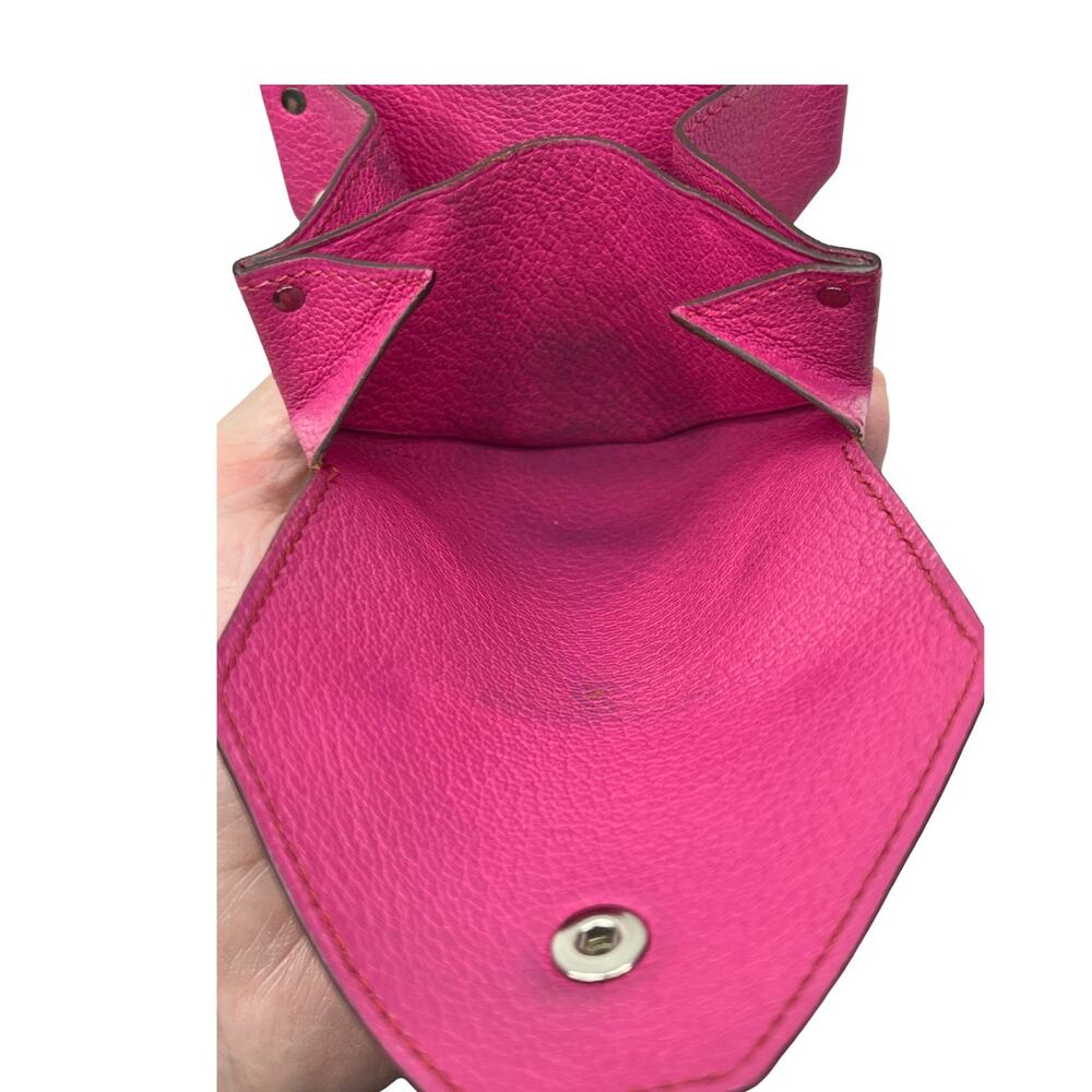 Hermès Le Van Quarte Coin Purse Pink Chevre Leather Snap Pouch France - Picture 11 of 13